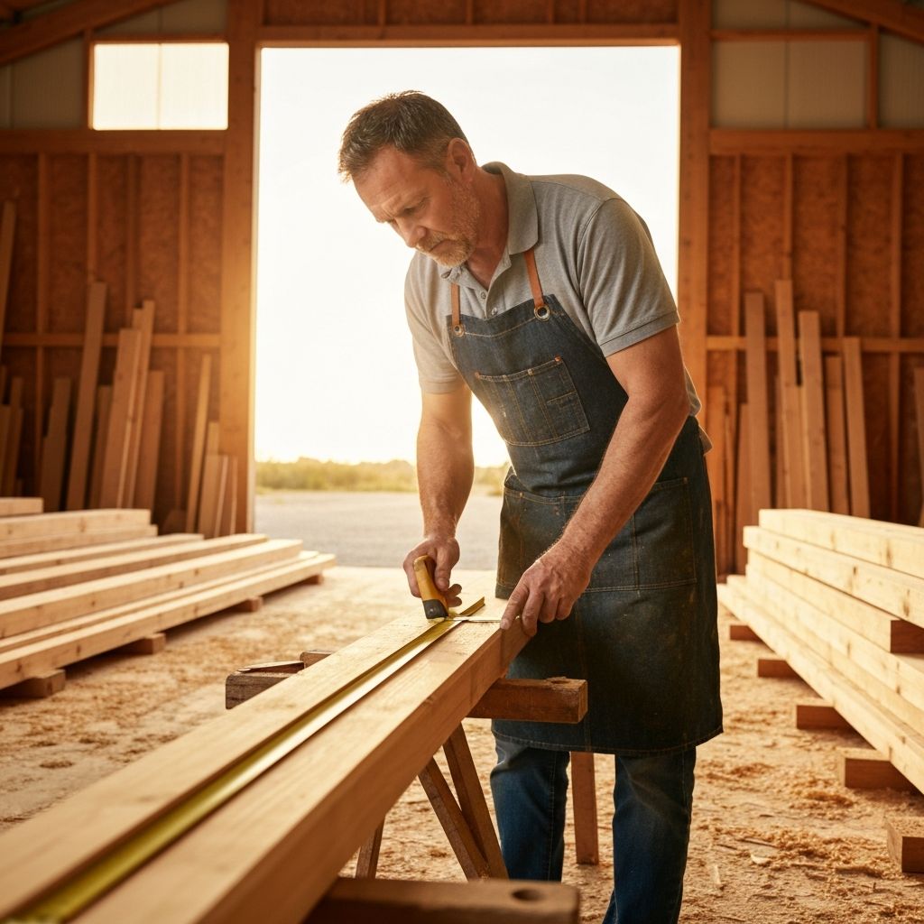 Carpenter working with lumber